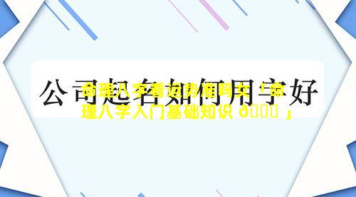 命理八字看运势准吗女「命理八字入门基础知识 🐝 」